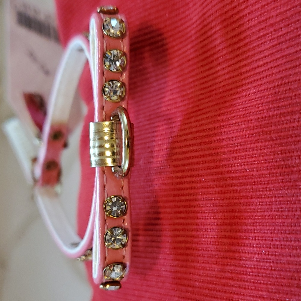 Dog collar pink with rhinestones size 12